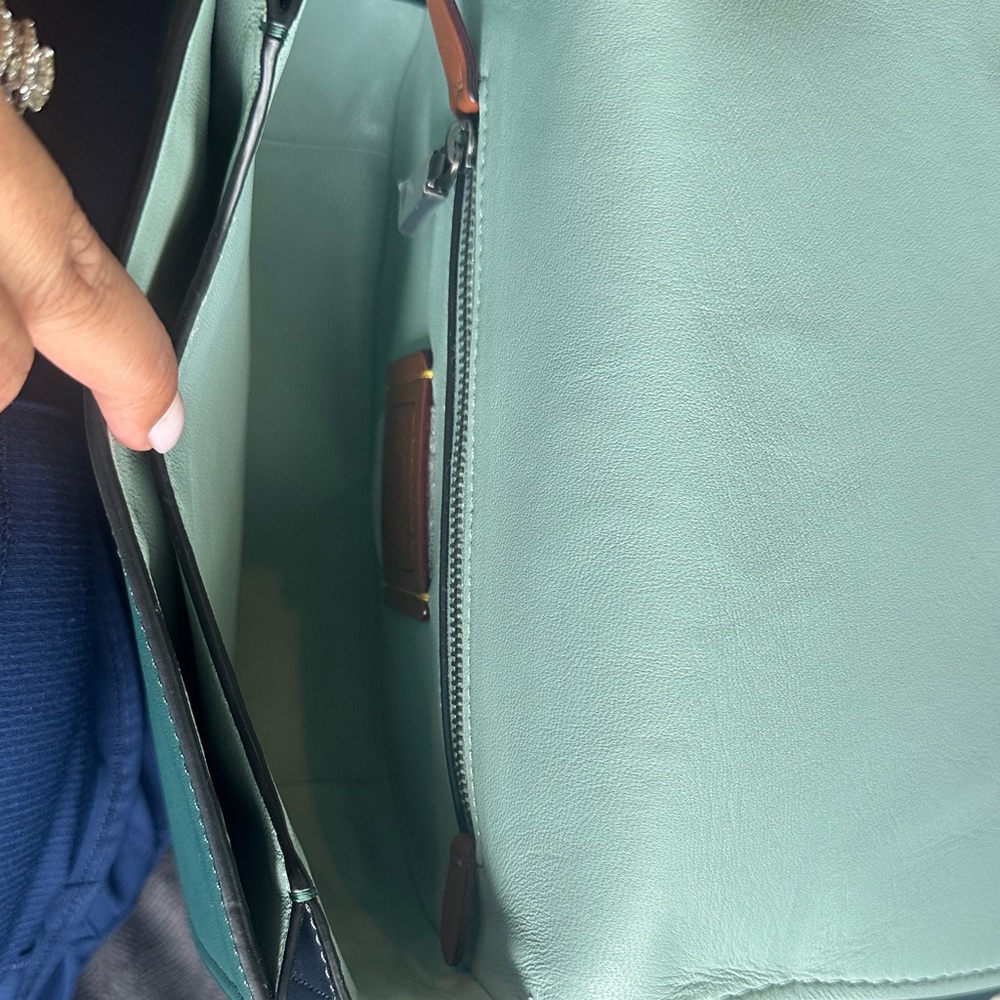 Coach color block Teal Saddle Crossbody Bag with Blue Accents - Picture 7 of 12